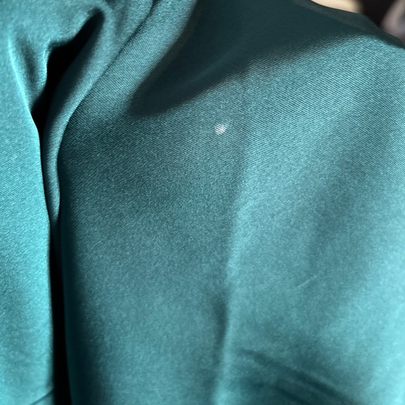 Express peacock emerald satin faux wrap gown - Picture 11 of 12